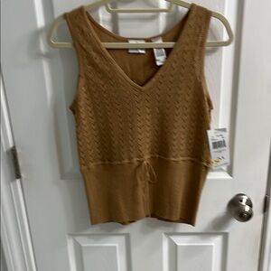 Brown Knit Sleeveless Top